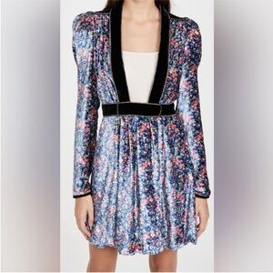 Philosophy di Lorenzo Serafini Wildflowers Velvet Floral Mini Dress. Size 0